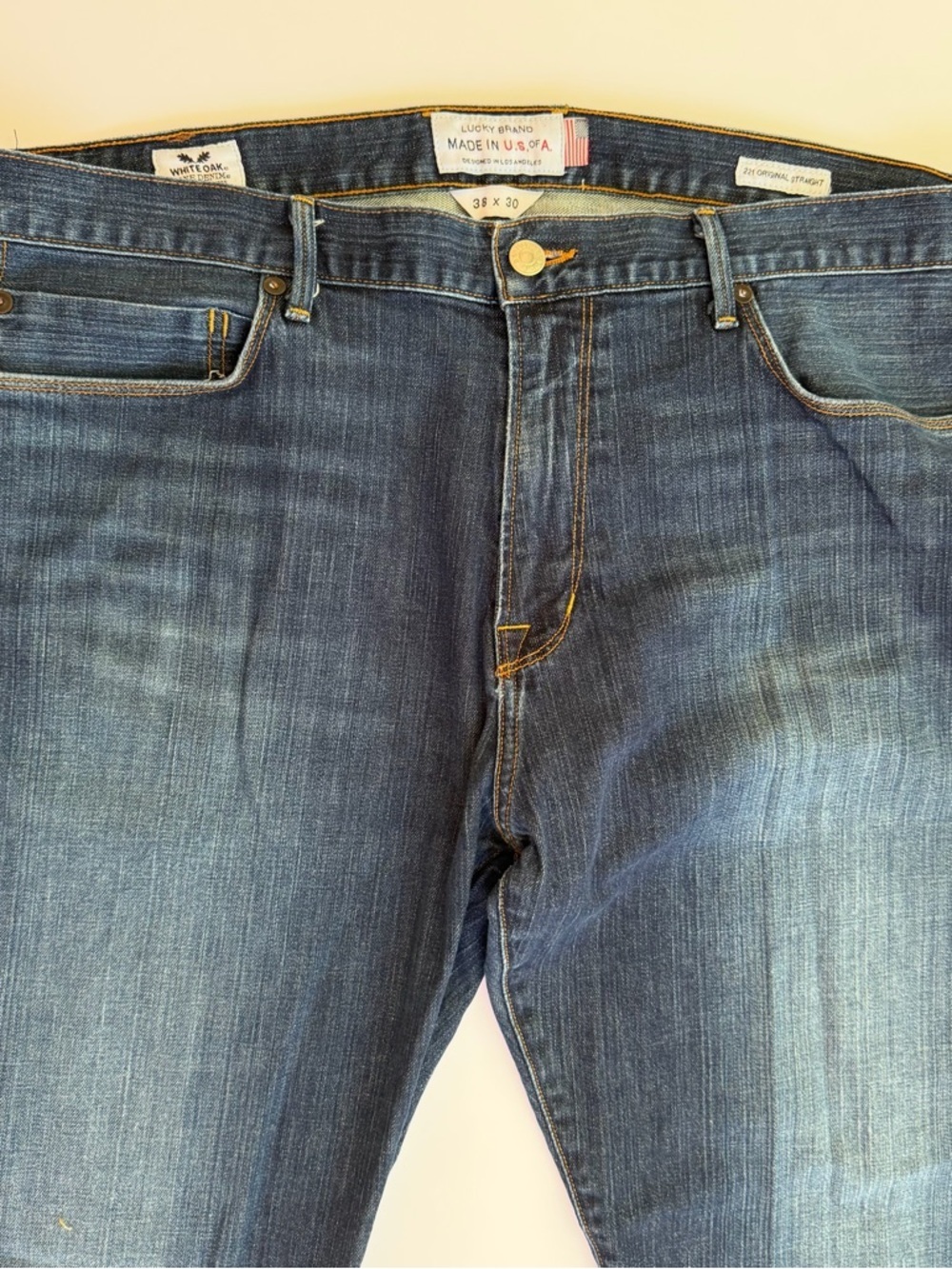 Men’s Vintage Lucky Brand🍀 Jeans Size 38 x 30 Rare White Oak Cone Denim - Picture 2 of 15